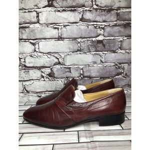 Dino Bigioni Burgundy Leather Slip On Dress Loafers Shoes Men Sz 43.5EU/10.5M US